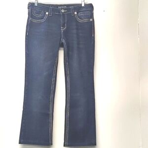 Royal Blue women's jeans pants low rise Size: 11x35 boot leg blue